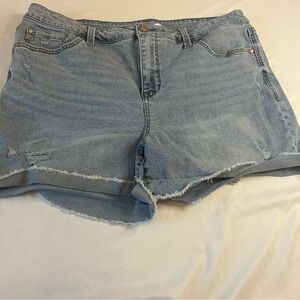 Seven7 Denim Shorts with Distressed Hem